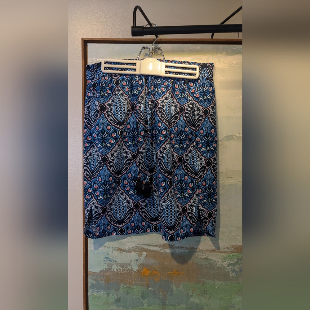 LOFT- blue patterned skirt